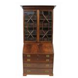 Antique Mahogany Campaign Style Secretary Bookcase
