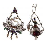 JEWELRY. (2) Renaissance Revival Enamel Silver