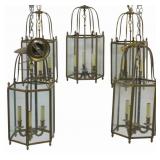 5 Vintage Gilt Metal Hurricane Chandeliers.