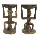 2 Antique Luba Caryatid Stools.
