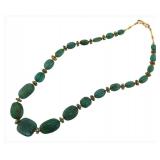 JEWELRY. Indian Carved Emerald and Gold Necklace.