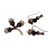 JEWELRY. 3 Pc. Antique Enamel Blackamoor Suite.