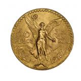 BULLION. 1947 50 Pesos Mexican Gold Coin.