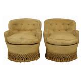 Art Deco Pair of Upholstered Boudoir Chairs.