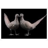 STERLING. Small Pair of Hanau Sterling Pheasants.