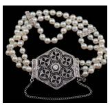 JEWELRY. Art Deco Diamond Pearl and Platinum