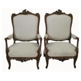 Fine Pair Of Louis XV Finely Carved Throne Chairs