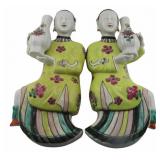 Pair of Chinese Famille Rose Wall Pockets or Vases