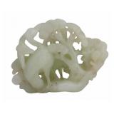 Chinese Carved Celadon Jade of a Crane Set Amongst