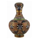 Chinese Multi-Color Enamel Champleve Vase.