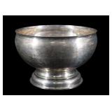 SILVER. English Silver Hammered Punch Bowl.