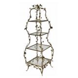Vintage Gilt Metal Floral Decorated Etagere.