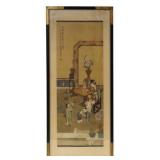 Signed Chinese Painting of an Interior Scene with