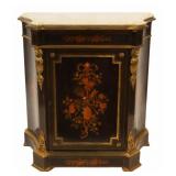 Antique Bronze Mounted, Inlaid & Marbletop Cabinet