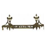 Pair of Antique Bronze & Onyx Chenets.