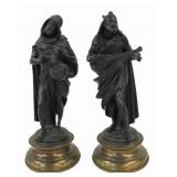 2 Antique Patinated & Gilt Metal Figures Of  Arab