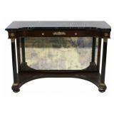 Empire Style Marble Top Mirror Back Console.
