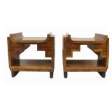 A Pair of Walnut Art Deco Side Tables