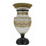 Large Antique Gilt Decorated 2 Piece Cut Glass