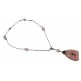 JEWELRY. Art Deco 14kt Gold Rose Quartz and