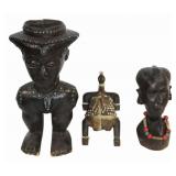 3 Antique Carved African Wood Figures.