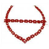 JEWELRY. 18kt Gold and Carved Coral Chain Link