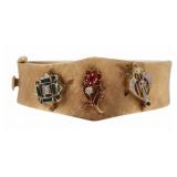JEWELRY. 14kt Gold Hinged Bracelet with Applied