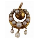 JEWELRY. Victorian Gold and Pearl Pendant.