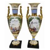 Pair of Old Paris Porcelain Style Porcelain Urns.