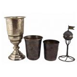 JUDAICA. Collection of (3) Kiddush Cups and (1)