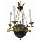 Empire Gilt & Patinated Bronze Ball Chandelier.