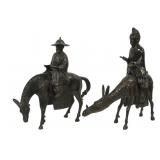 2 Vintage Asian Figural Bronze Incense Burners.