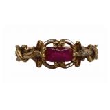 JEWELRY. Antique Petite Enamel and Ruby Ring.