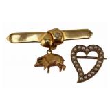 JEWELRY. (2) Antique Brooches Inc. Witch