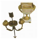 Bronze Grouping Inc. an Onyx Urn  & Single Sconce