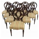 10 Upholstered Mahogany Dining Chairs.