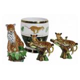 3 Lynn Chase Leopards & A Wastebasket