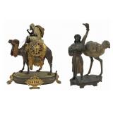 Antique Orientalist Pot Metal Camel Clock &