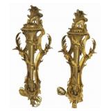 Pair of Large Caldwell Style Gilt Bronze Sconces.