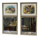A Pair Of Trumeau Mirrors With Pastel Still Lives