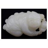 Chinese White Jade Carving of a Boy, 78.8 grams.