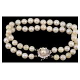 JEWELRY. Double Strand 14kt Gold and Pearl