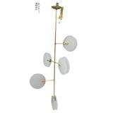 Modernist Gilt Metal Chandelier With Glass Disc