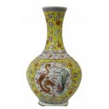 19th C Large Chinese Dragon and Phoenix Vase.