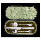 SILVER. Cased English Silver Christening Set.