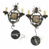 Pair Antique Bronze Beaded Sconces with Export