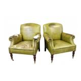 2 Signed George Smith Leather Club Chairs.
