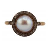 JEWELRY. Signed French 18kt Gold, Platinum, Pearl