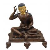 Tibetan Paint Decorated Gilt Metal Milarepa.