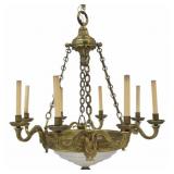 Fine Antique Bronze 8 Arm Chandelier.